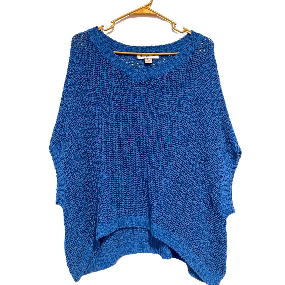 TOMMY BAHAMA Women's Size S/P Blue Short Sleeve Open Knit Pullover Sweater
